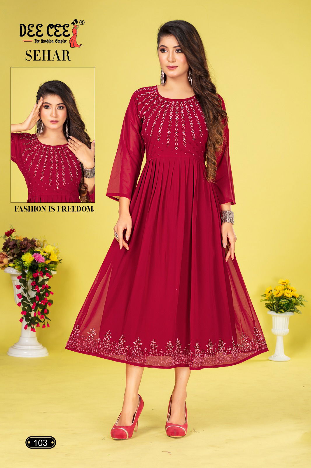 Sehar By Dee Cee Flared Georgette Kurtis Wholesale Clothing Suppliers In India